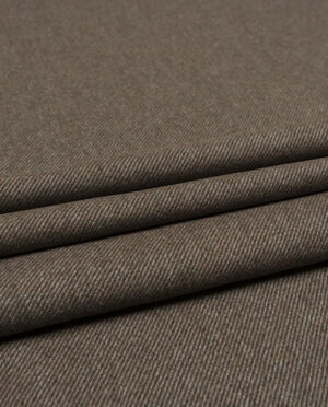 Wełniany Tweed Diagonal Brązowy Melanż