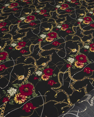 Jersey Krepa Barokowy Wzór 1 c Czarny