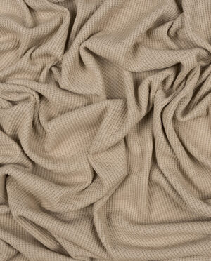 Dzianina Swetrowa Gruba Prążkowana Beżowy