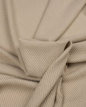 Dzianina Swetrowa Gruba Prążkowana Beżowy