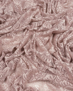 Koronka Elastyczna Gruba na tiulu Wzór 18 Brudny Róż