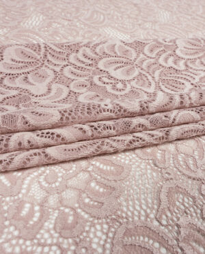 Koronka Elastyczna Gruba na tiulu Wzór 18 Brudny Róż