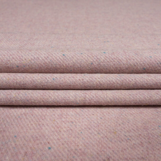 Tweed Wełniany Diagonal Pastelowy Róż Melanż
