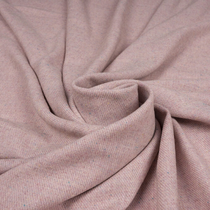 Tweed Wełniany Diagonal Pastelowy Róż Melanż