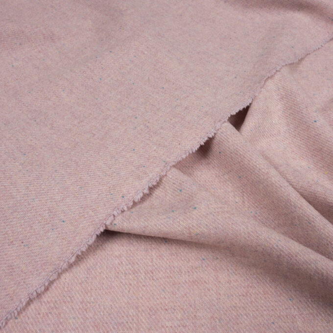 Tweed Wełniany Diagonal Pastelowy Róż Melanż