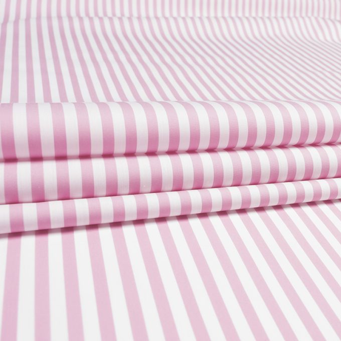 Bawełna Nylon z Lycrą - Popelina Różowe Paski Wzór 400 c