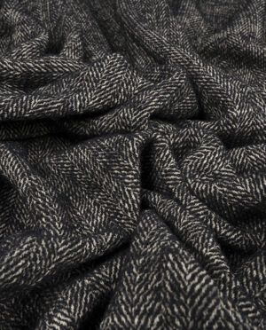 Chenille Wełniana Premium – Jodełka Beż i Czerń