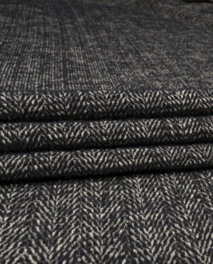 Chenille Wełniana Premium – Jodełka Beż i Czerń