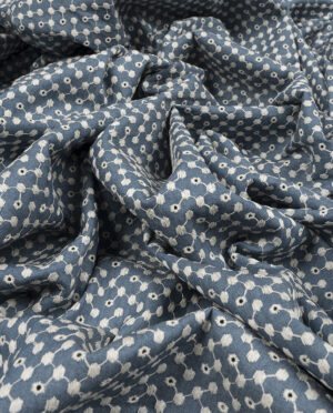 Cienki Jeans Bawełniany Haft Angielski Wzór 2 Niebieski