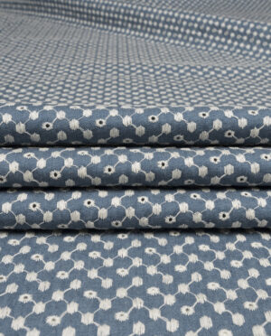 Cienki Jeans Bawełniany Haft Angielski Wzór 2 Niebieski