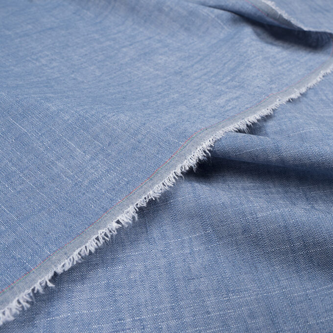 Jeans Sukienkowy z Lnem - Niebieski Denim