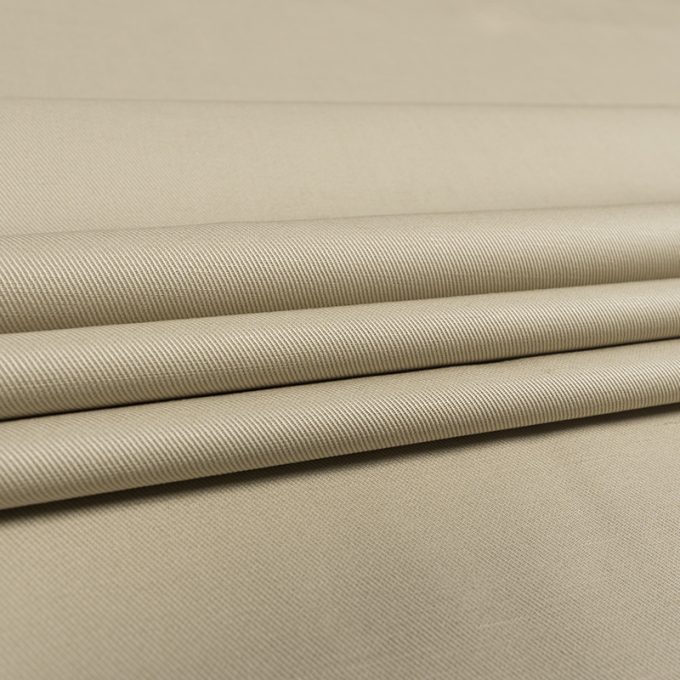 Bawełna Spodniowa Chinos Twill z Lnem Ciemny Beż
