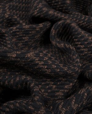 Tkanina Płaszczowa Żakardowa z Wełną Brązowa Pepitka