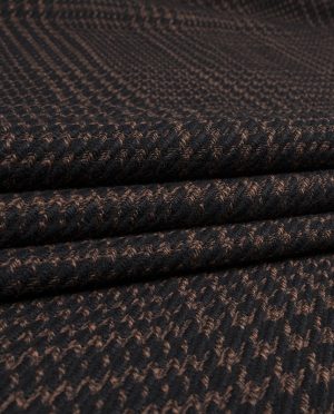 Tkanina Płaszczowa Żakardowa z Wełną Brązowa Pepitka