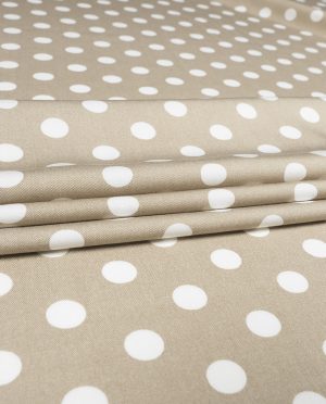 Wiskoza Sukienkowa Twill Wzór 126 Duże Groszki Beżowy