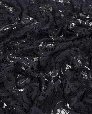 Koronka Elastyczna Gruba na tiulu Wzór 21 Granatowy