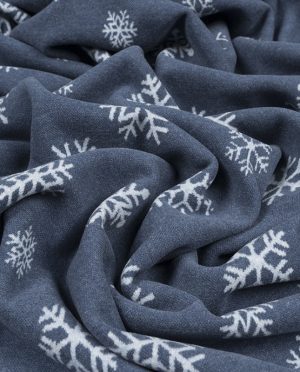 Jersey Drapany Śnieżynki – Niebieski