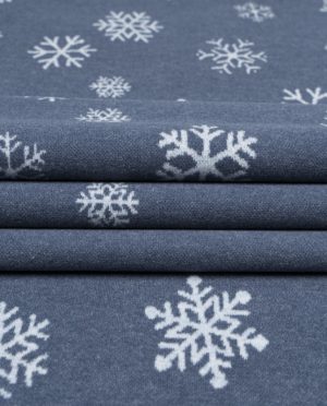 Jersey Drapany Śnieżynki – Niebieski