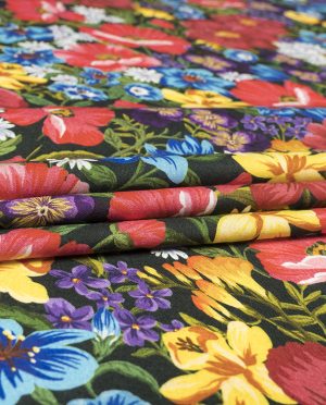 Wiskoza Sukienkowa Wzór 148 a Kolorowe Kwiaty