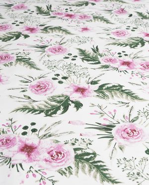 Płótno Bawełniane Wzór 12 Różowe Kwiaty