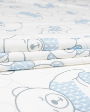 Płótno Bawełniane Wzór 15 b Niebieskie Misie