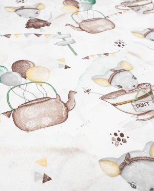 Płótno Bawełniane Wzór 16 Myszka w Filiżance