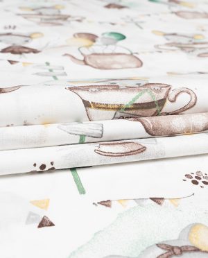 Płótno Bawełniane Wzór 16 Myszka w Filiżance