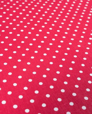 Płótno Bawełniane Wzór 22 Groszki na Czerwonym