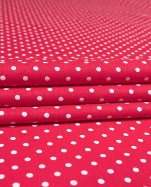 Płótno Bawełniane Wzór 22 Groszki na Czerwonym