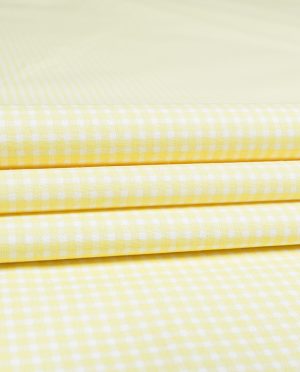 Płótno Bawełniane Wzór 28 Kratka Żółty