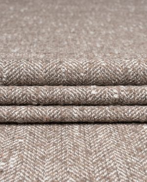 Tkanina Płaszczowa z Wełną Jodełka Beżowy Melanż