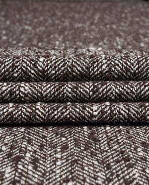 Tkanina Płaszczowa z Wełną Jodełka Brązowy Melanż