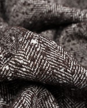 Tkanina Płaszczowa z Wełną Jodełka Brązowy Melanż