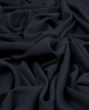 Cienka Krepa Sukienkowa z Elastanem Ciemny Granatowy