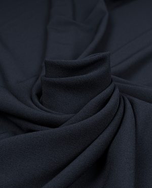 Cienka Krepa Sukienkowa z Elastanem Ciemny Granatowy