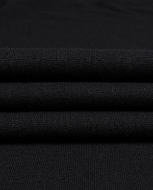 Dwustronna Wełniana Dzianina Płaszczowa Popiel - Czarny