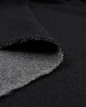 Dwustronna Wełniana Dzianina Płaszczowa Popiel - Czarny