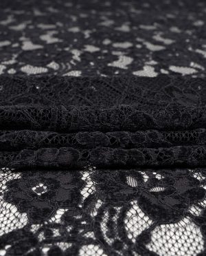 Koronka Sukienkowa Flock Wzór 25 Czarny