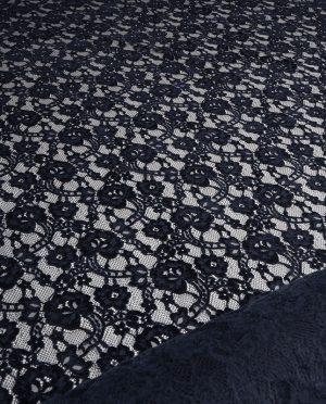 Koronka Sukienkowa Flock Wzór 25 Granatowy