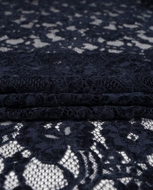 Koronka Sukienkowa Flock Wzór 25 Granatowy